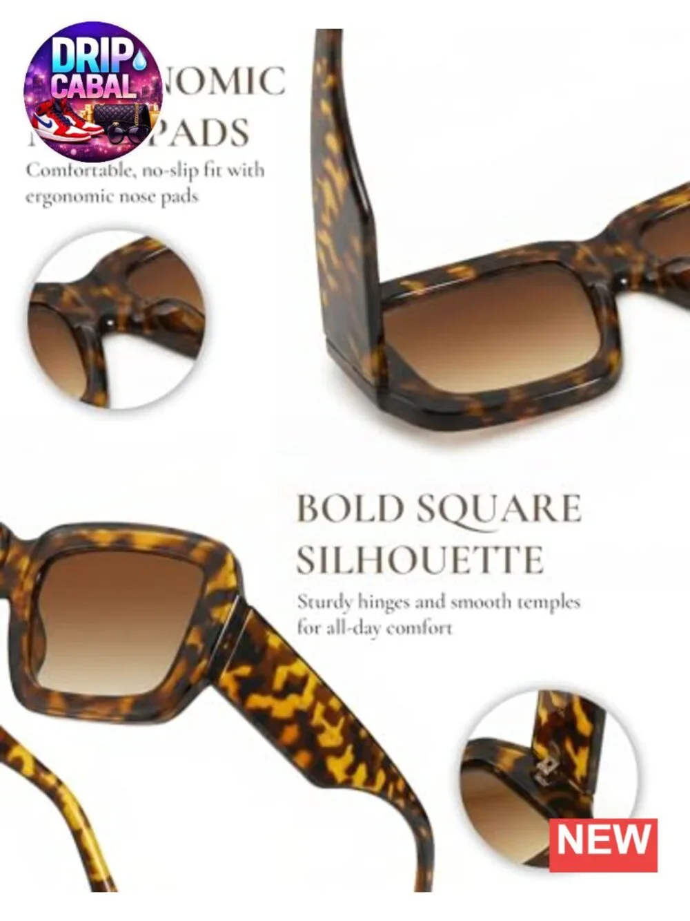 Oversized Chunky Square Sunglasses UV400 Protection for Women Lightweight